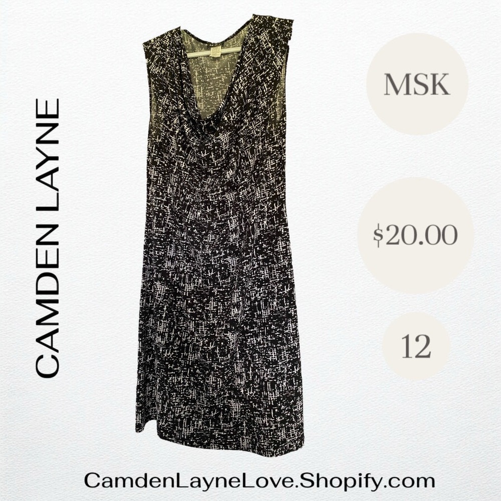 MSK Black and White Cowl Neck Sheath Dress - Picture 2 of 4